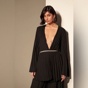 Elegant Black Pleated Blouse